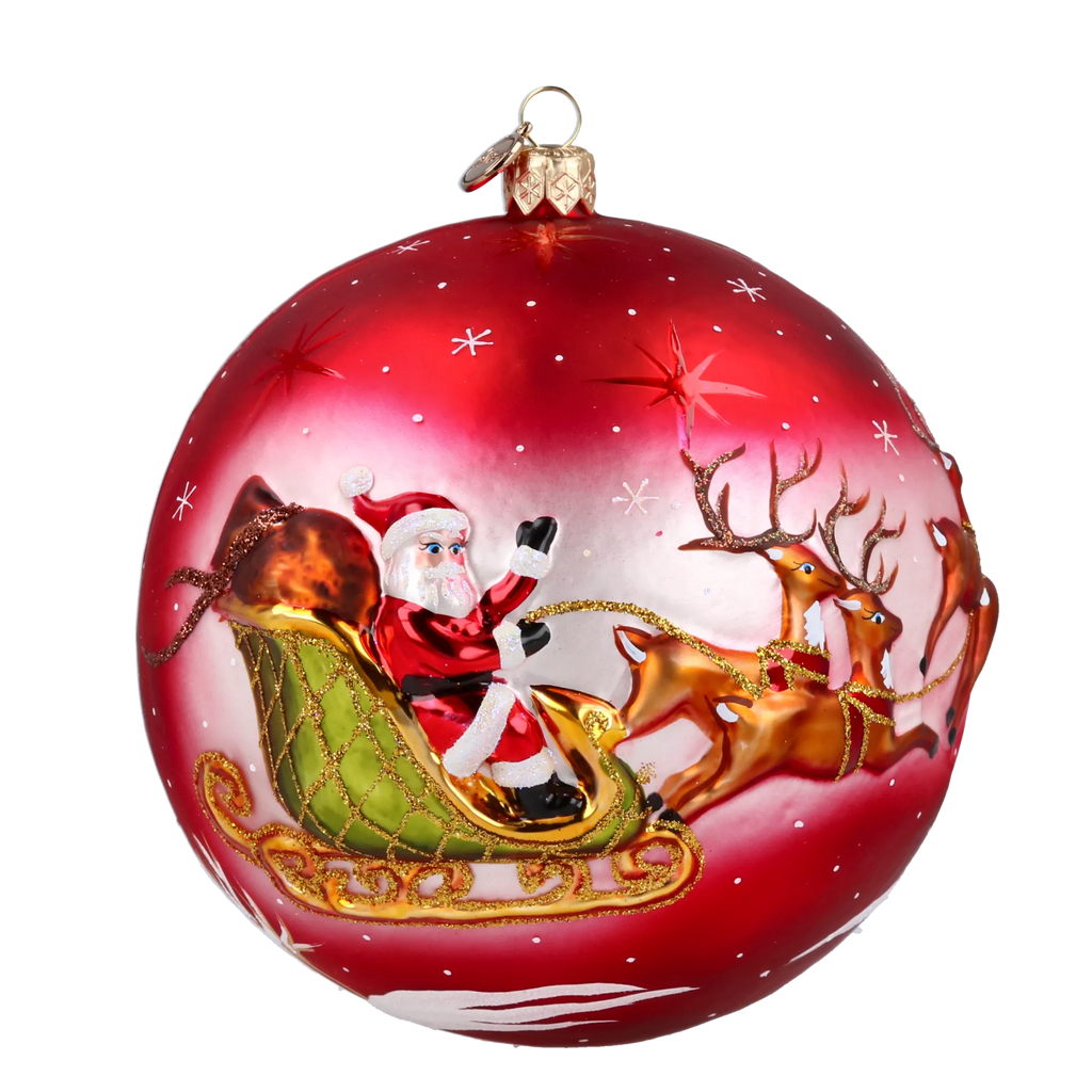 Scarlet Winter Ascension | Hand-Painted Glass Ornament | Blubom 2024-162