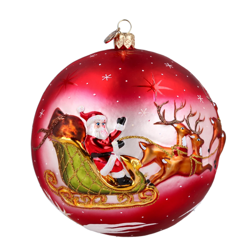 Scarlet Winter Ascension | Hand-Painted Glass Ornament | Blubom 2024-162