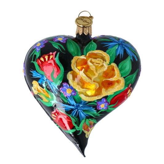 Midnight Garden Heart Premium christmas glass ornament 2024-164