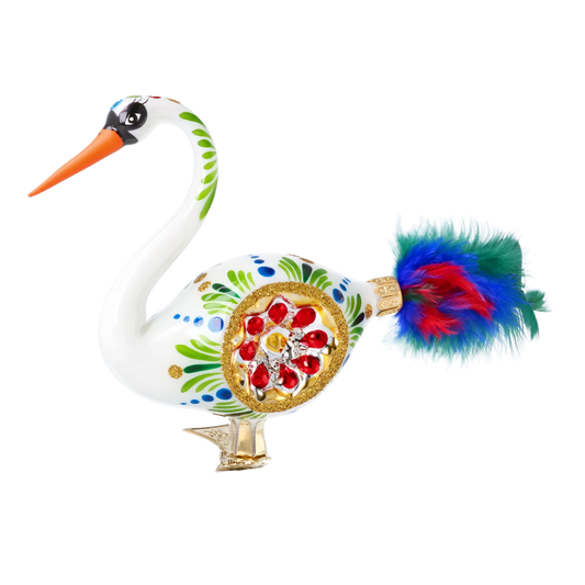 Ruby Reflector White Swan Premium christmas glass ornament 2024-177