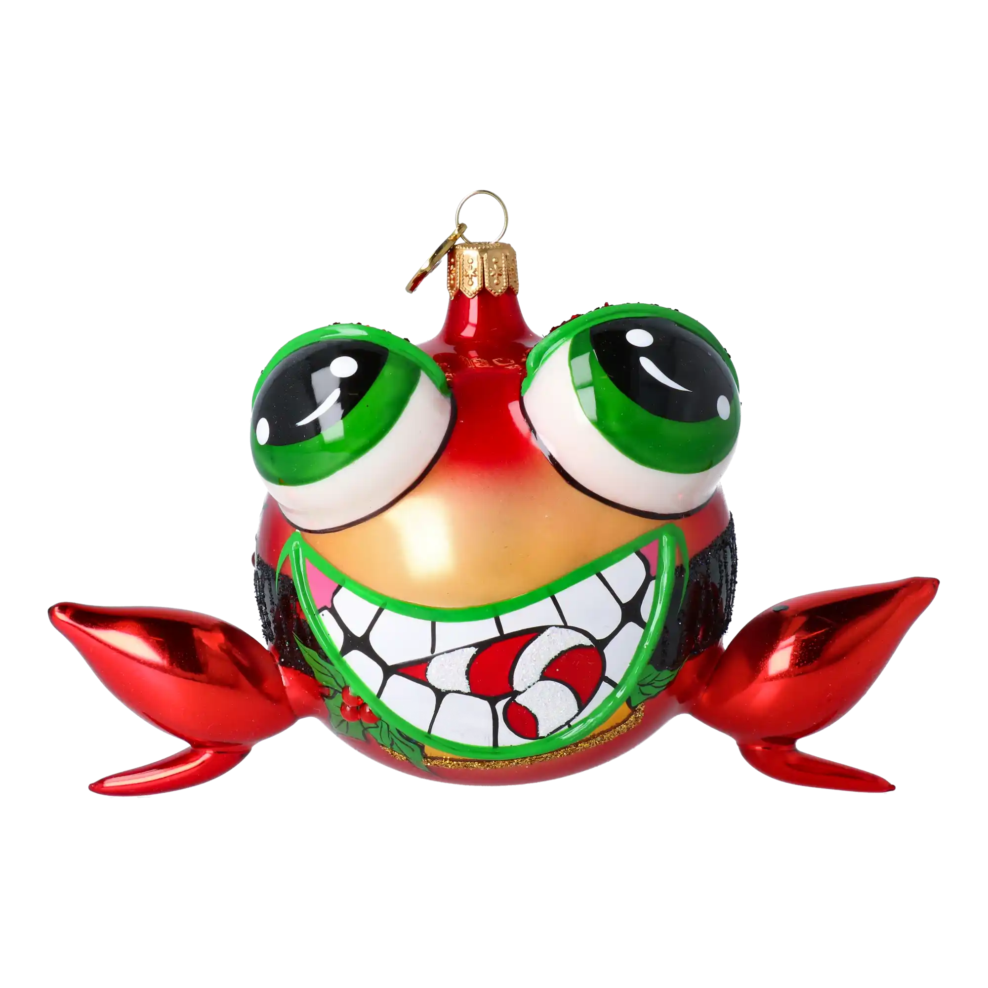Christmas Frog. Handmade Glass Christmas ornament