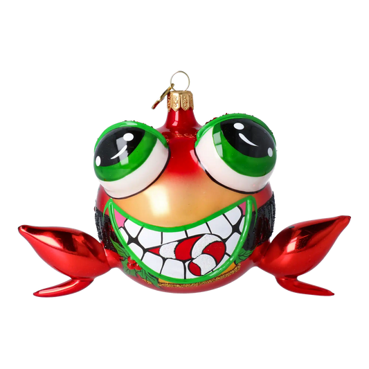Christmas Frog. Handmade Glass Christmas ornament