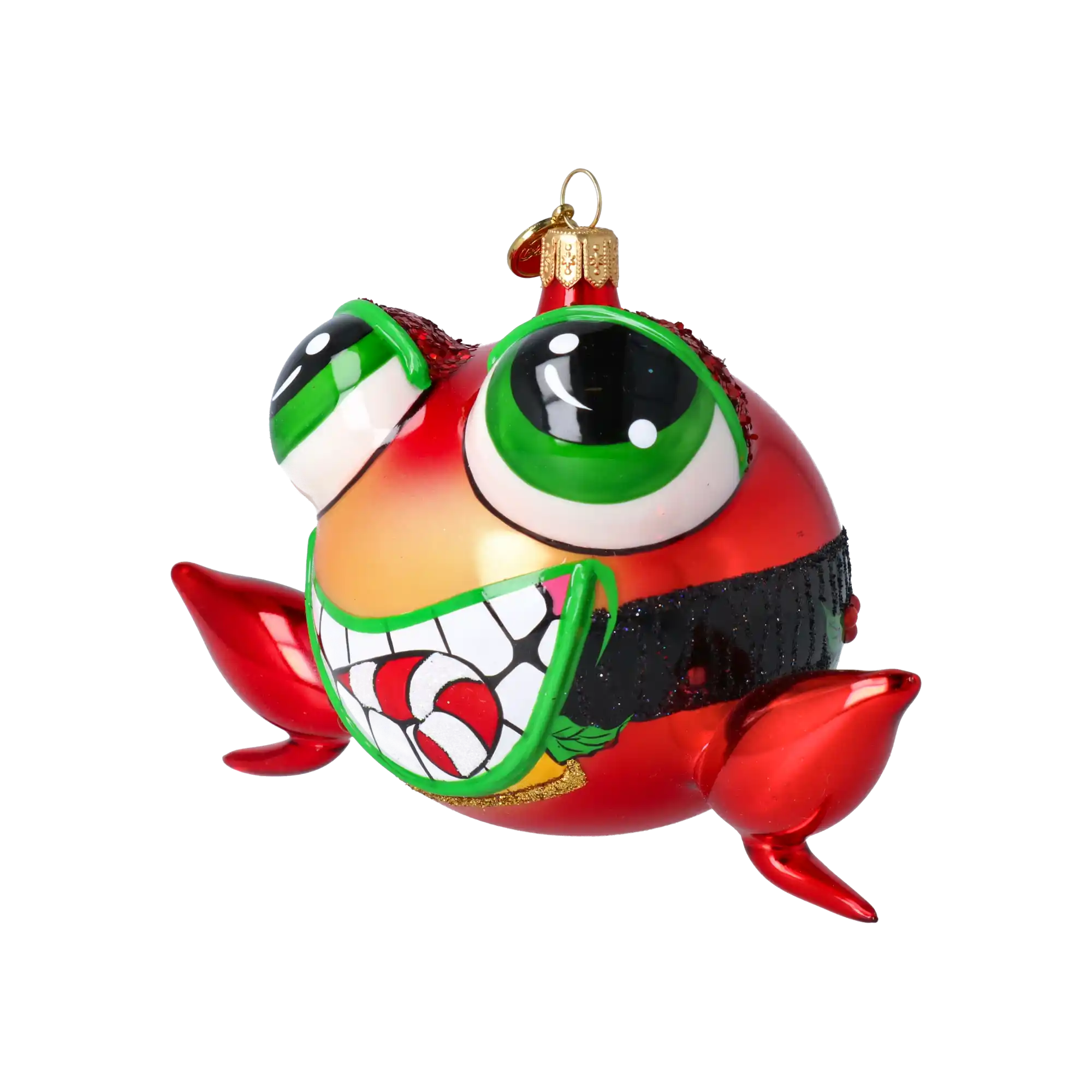Christmas Frog. Handmade Glass Christmas ornament