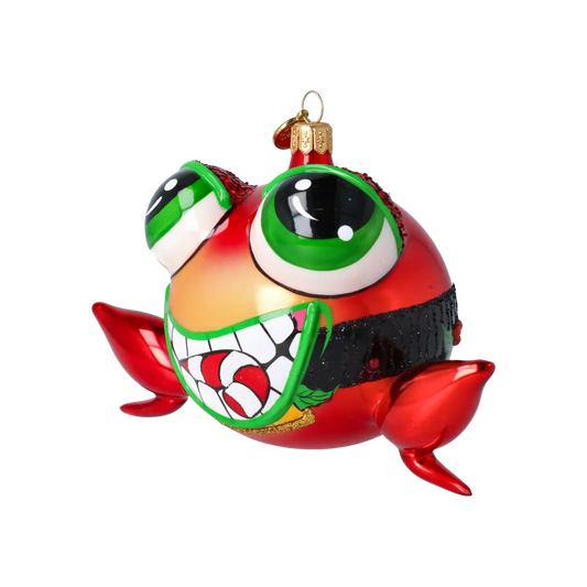 Christmas Frog. Handmade Glass Christmas ornament