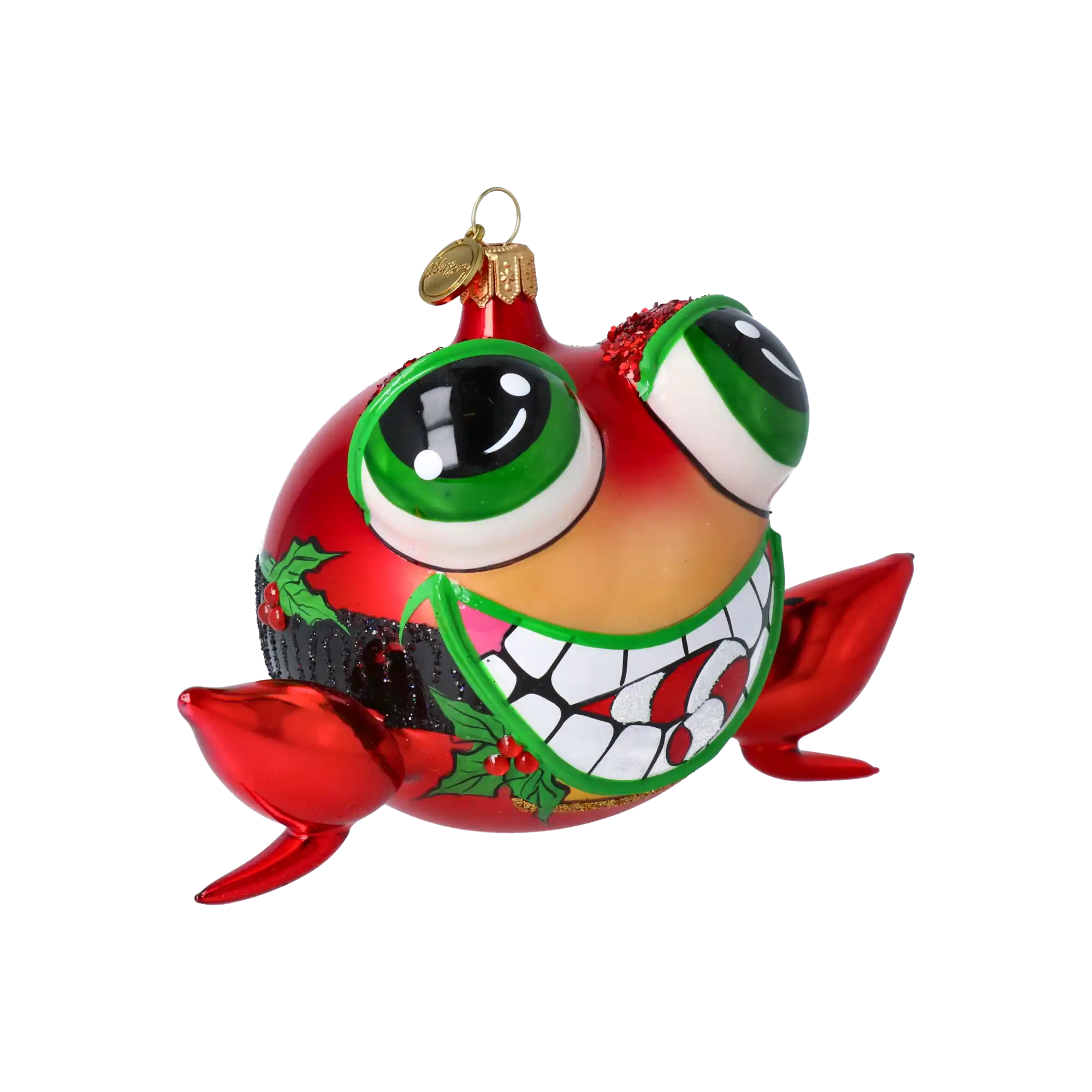 Christmas Frog. Handmade Glass Christmas ornament
