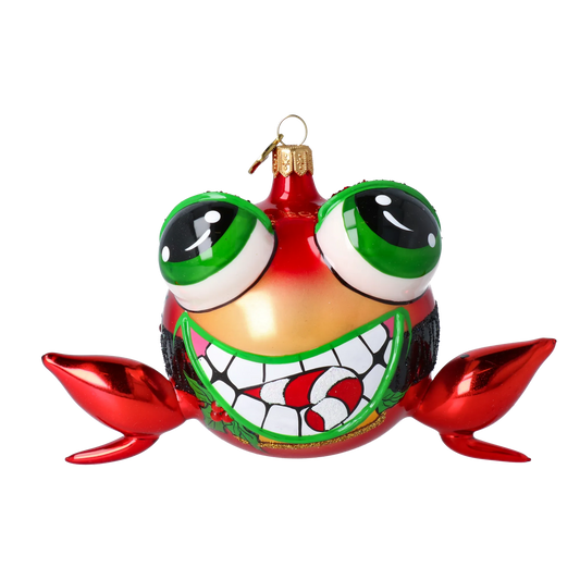 Christmas Frog. Handmade Glass Christmas ornament 2024-180