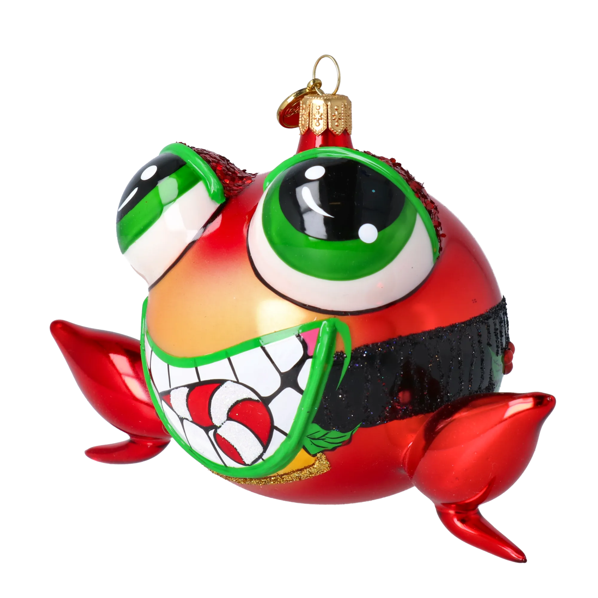 Christmas Frog. Handmade Glass Christmas ornament 2024-180