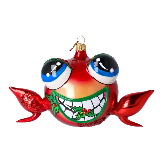 Jolly Frog Ornament. Handmade Glass Christmas ornament