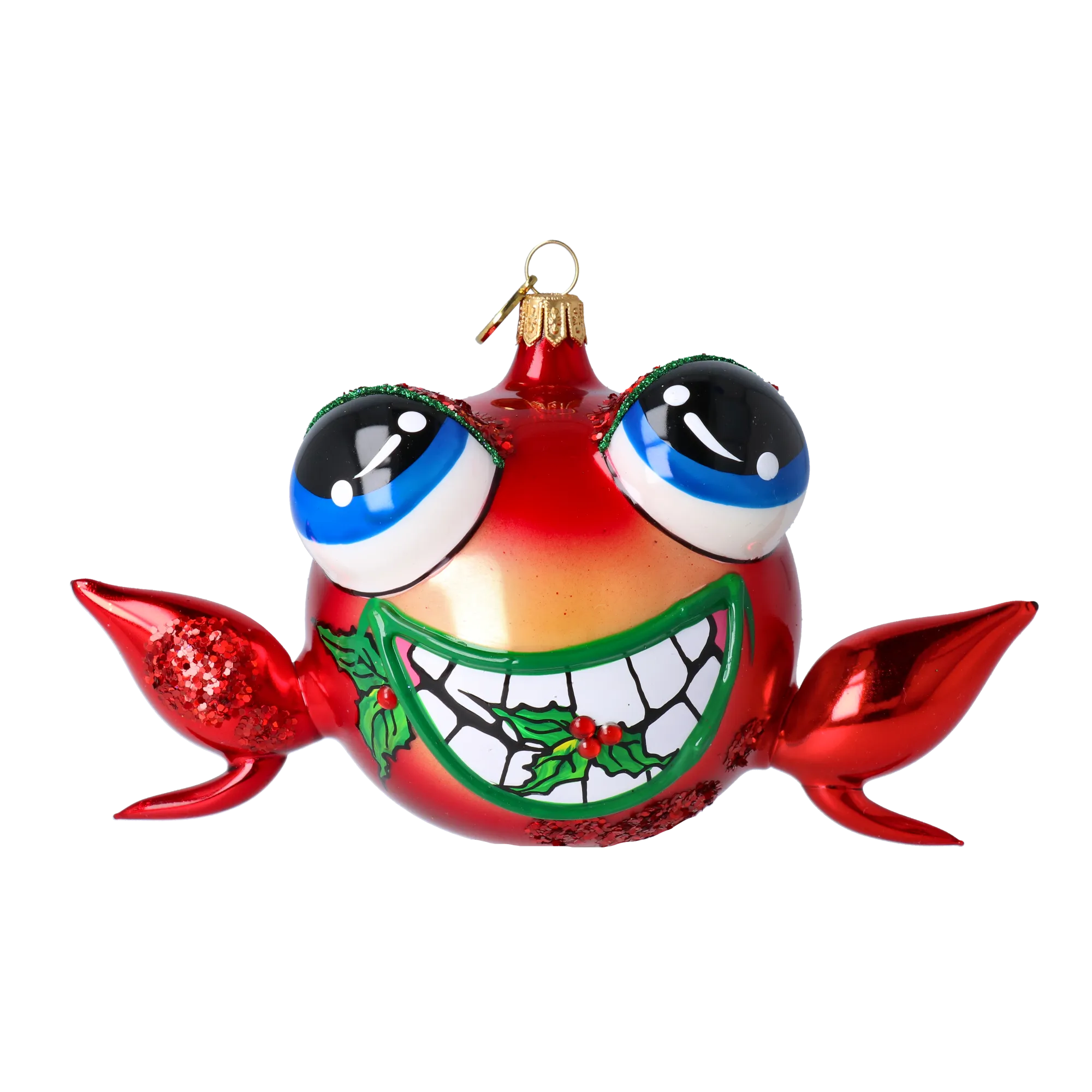 Jolly Frog Ornament. Handmade Glass Christmas ornament 2024-181