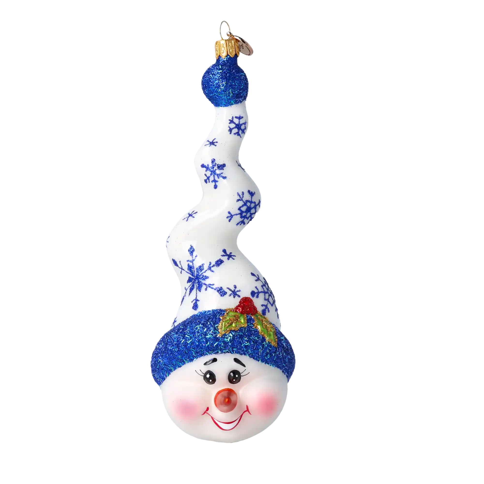 Frosty Flurry Twister Handmade Glass Christmas ornament Snowman
