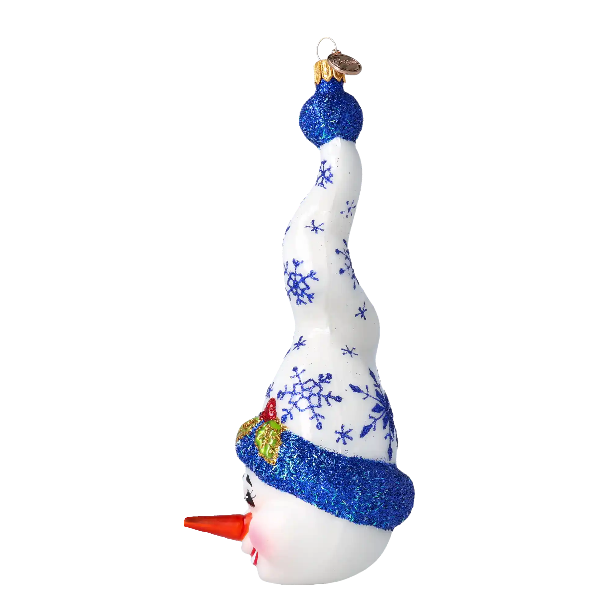 Frosty Flurry Twister Handmade Glass Christmas ornament Snowman
