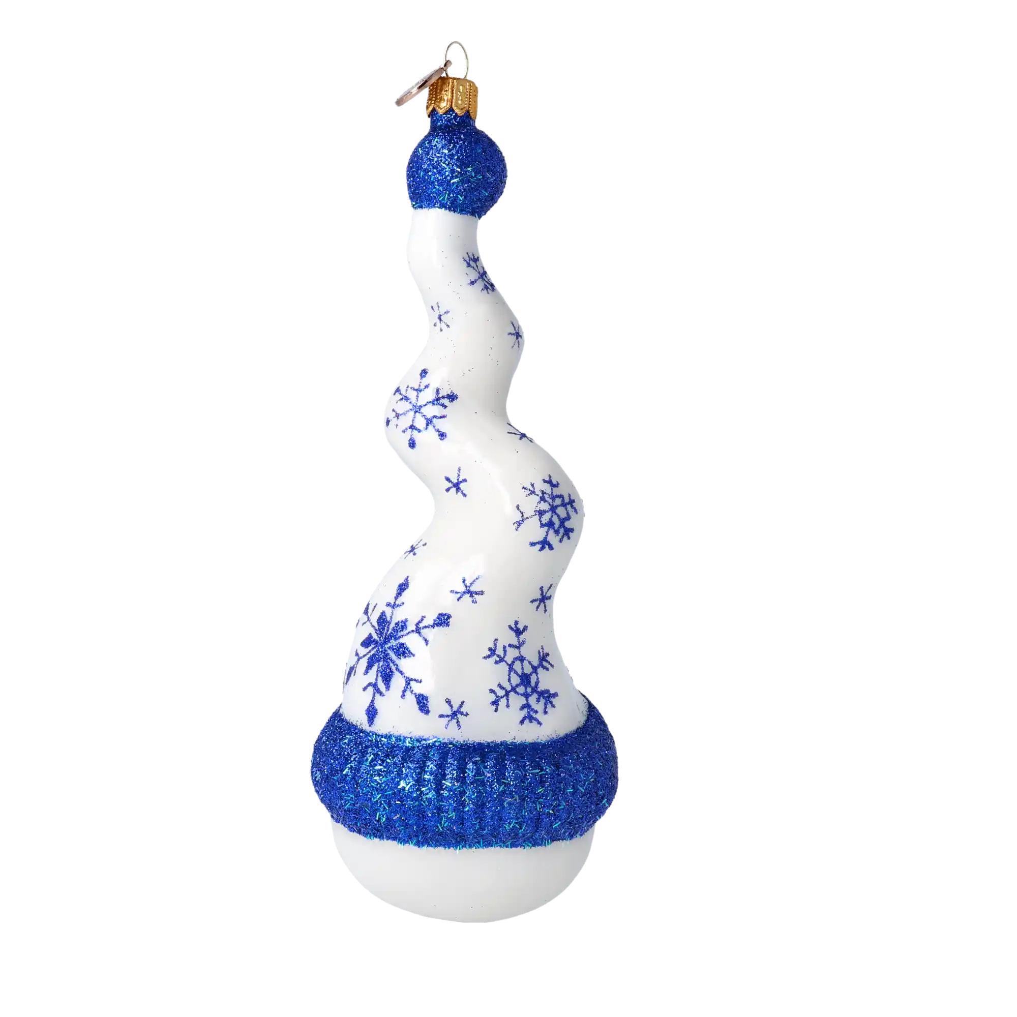 Frosty Flurry Twister Handmade Glass Christmas ornament Snowman