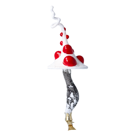 Twisted Toadstool Dream Mushroom  Handmade Glass Christmas ornament 2024-184