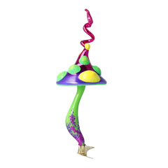 Curled-Cap Mushroom in Magenta & Moss