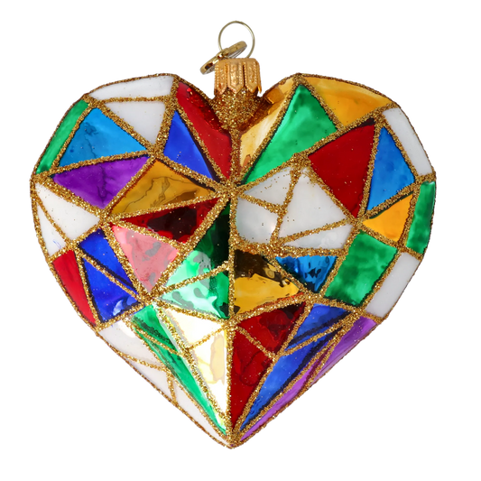 Gilded Stained Glass Heart Premium christmas glass ornament 2024-197