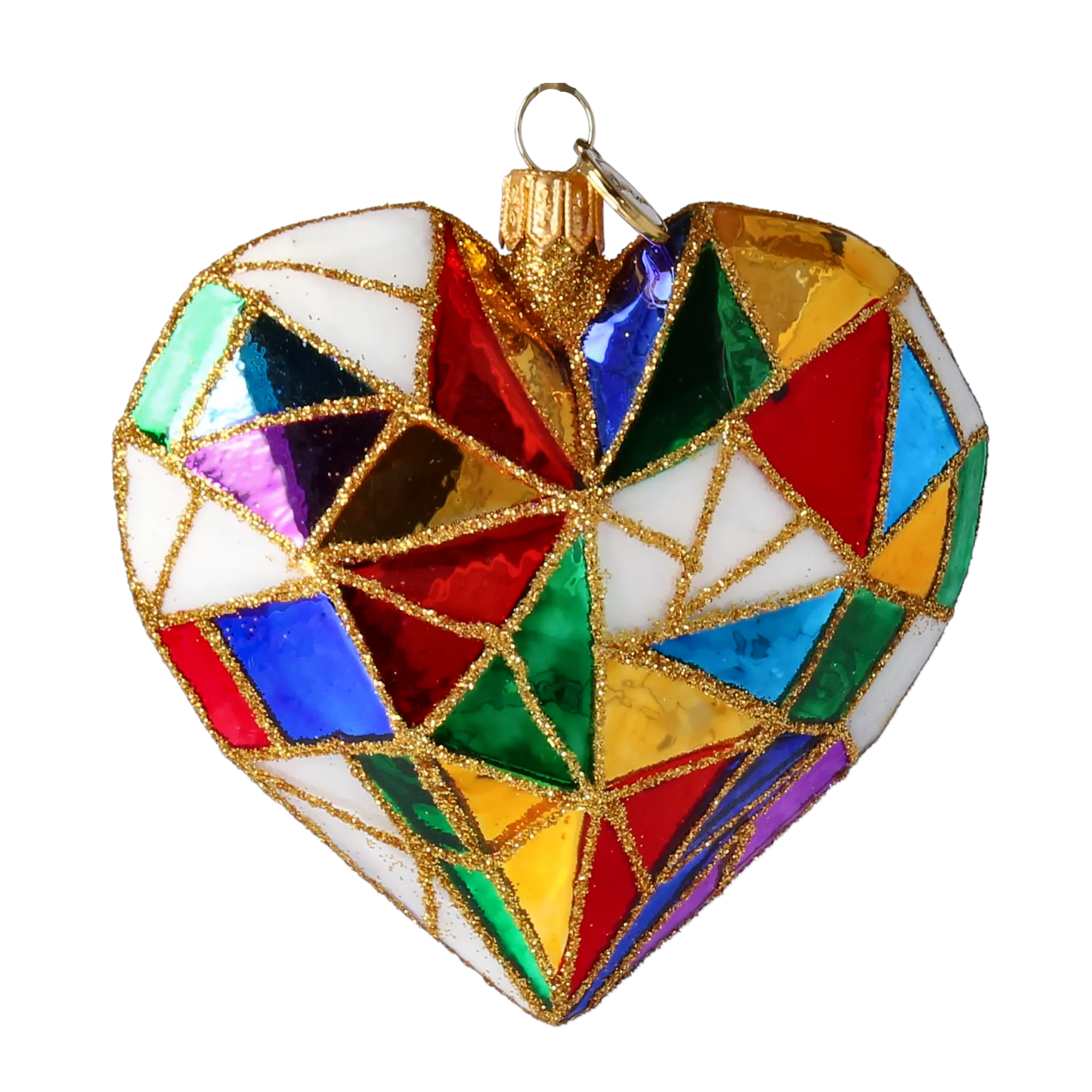 Gilded Stained Glass Heart Premium christmas glass ornament 2024-197