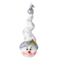 Load image into Gallery viewer, Silver Frost Snowman Handmade Glass Christmas ornament Snowman
