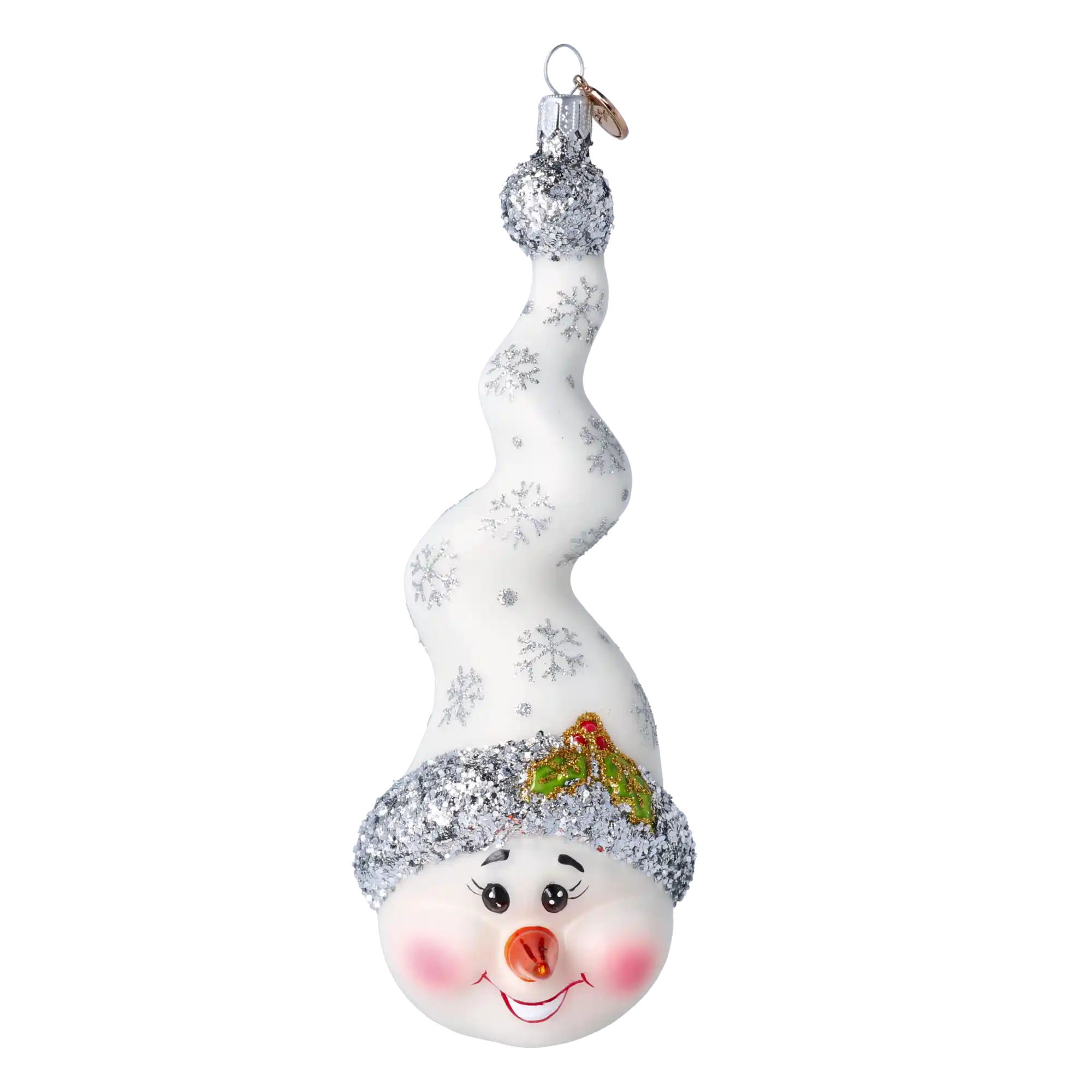 Silver Frost Snowman Handmade Glass Christmas ornament Snowman