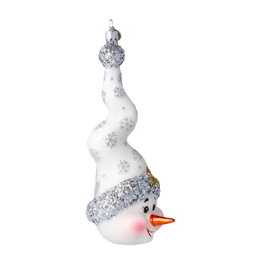 Silver Frost Snowman Handmade Glass Christmas ornament Snowman