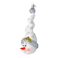 Load image into Gallery viewer, Silver Frost Snowman Handmade Glass Christmas ornament Snowman
