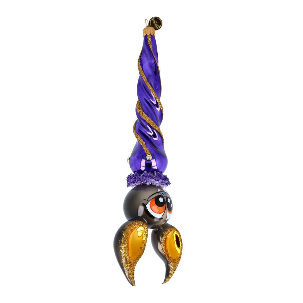 Nocturnal Indigo Sentinel | Hand-Painted Glass Ornament | Blubom 2024-222