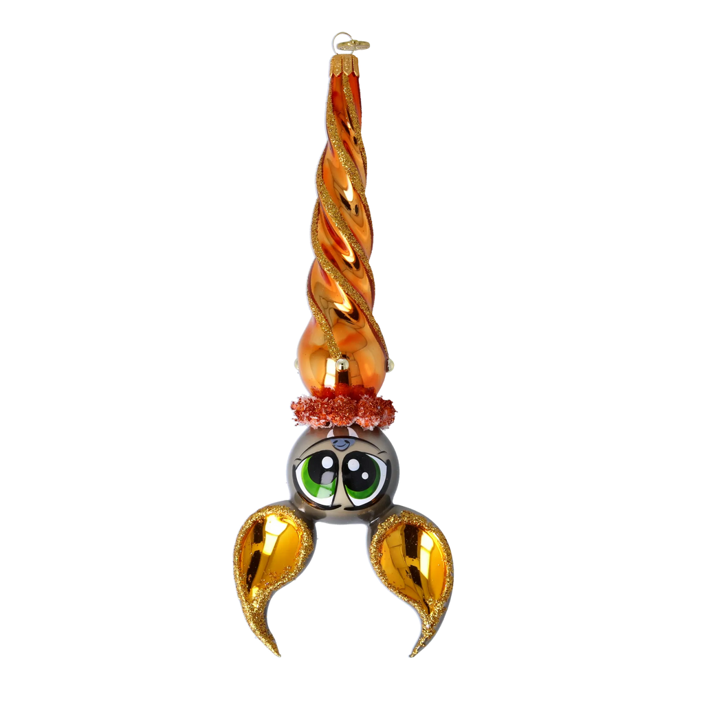 Nocturnal Amber Sentinel | Hand-Painted Glass Ornament | Blubom 2024-223