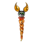 Nocturnal Amber Sentinel | Hand-Painted Glass Ornament | Blubom 2024-223