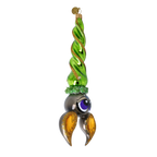 Nocturnal Emerald Sentinel | Hand-Painted Glass Ornament | Blubom 2024-224