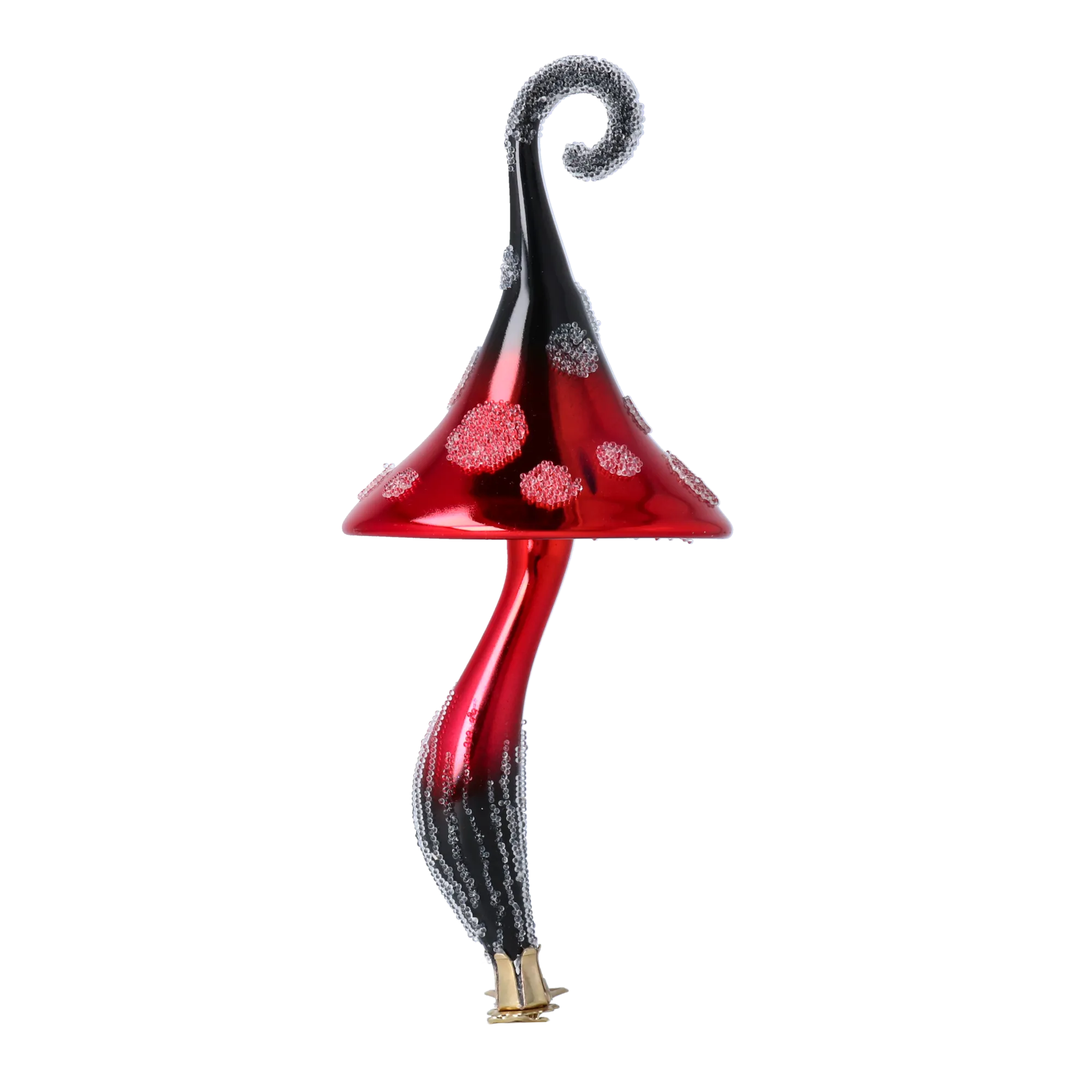 Curled-Cap Mushroom in Crimson & Onyx