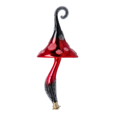 Curled-Cap Mushroom in Crimson & Onyx