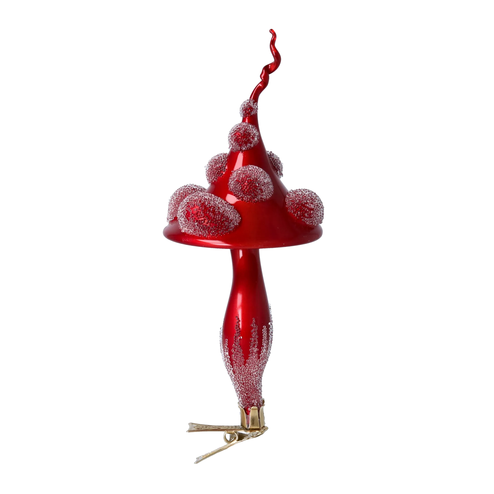 Curled-Cap Mushroom in Frosted Crimson