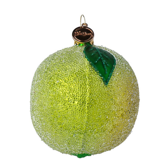 Hand Painted Glass Ornament - Lime. Handmade Glass Christmas ornament. 2024-240