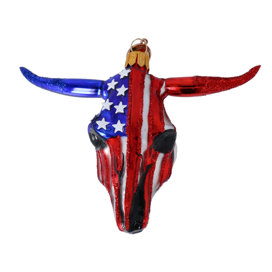 American Buffalo - Patriotic Glass Ornament. 2024-241