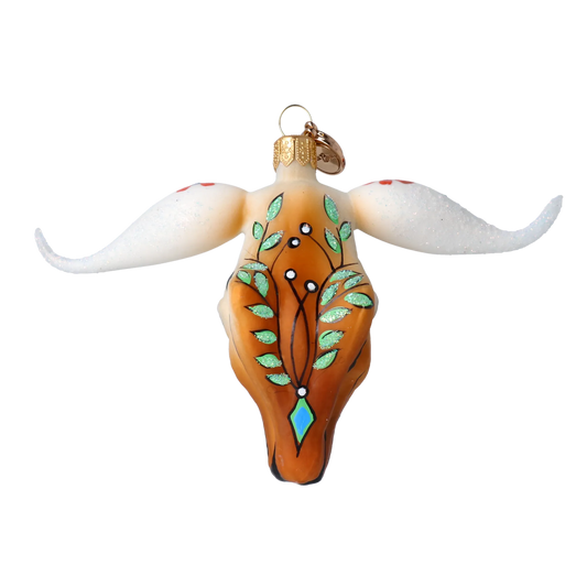 Ethnic Buffalo - Hand Painted Glass Decoration. 2024-242
