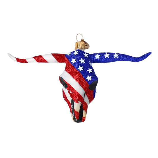 Patriotic Buffalo - American Decoration. Handmade Glass Christmas ornament. 2024-244