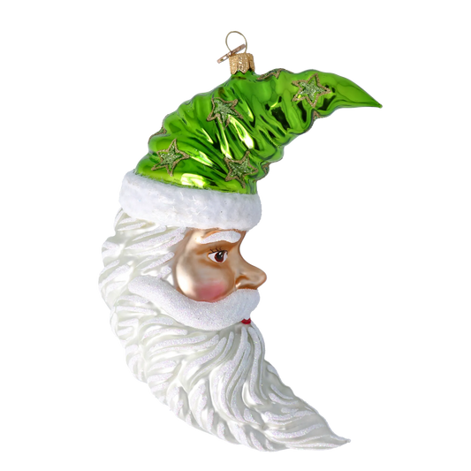 Enchanted Santa Moon. Handmade Glass Christmas ornament. 2024-260