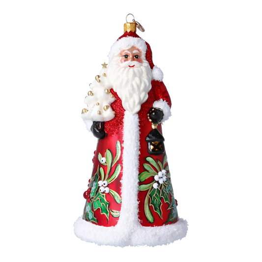 Winter Santa Claus. Handmade Glass Christmas ornament.