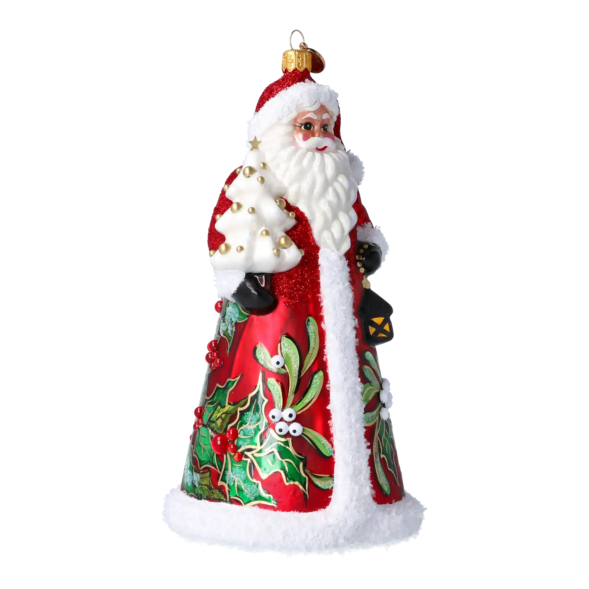 Winter Santa Claus. Handmade Glass Christmas ornament.