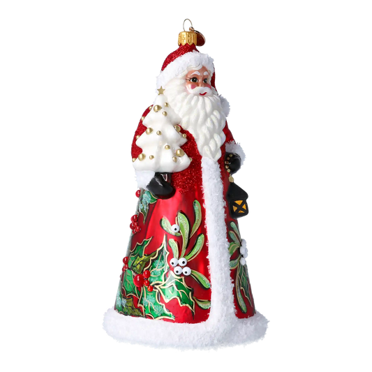 Winter Santa Claus. Handmade Glass Christmas ornament.