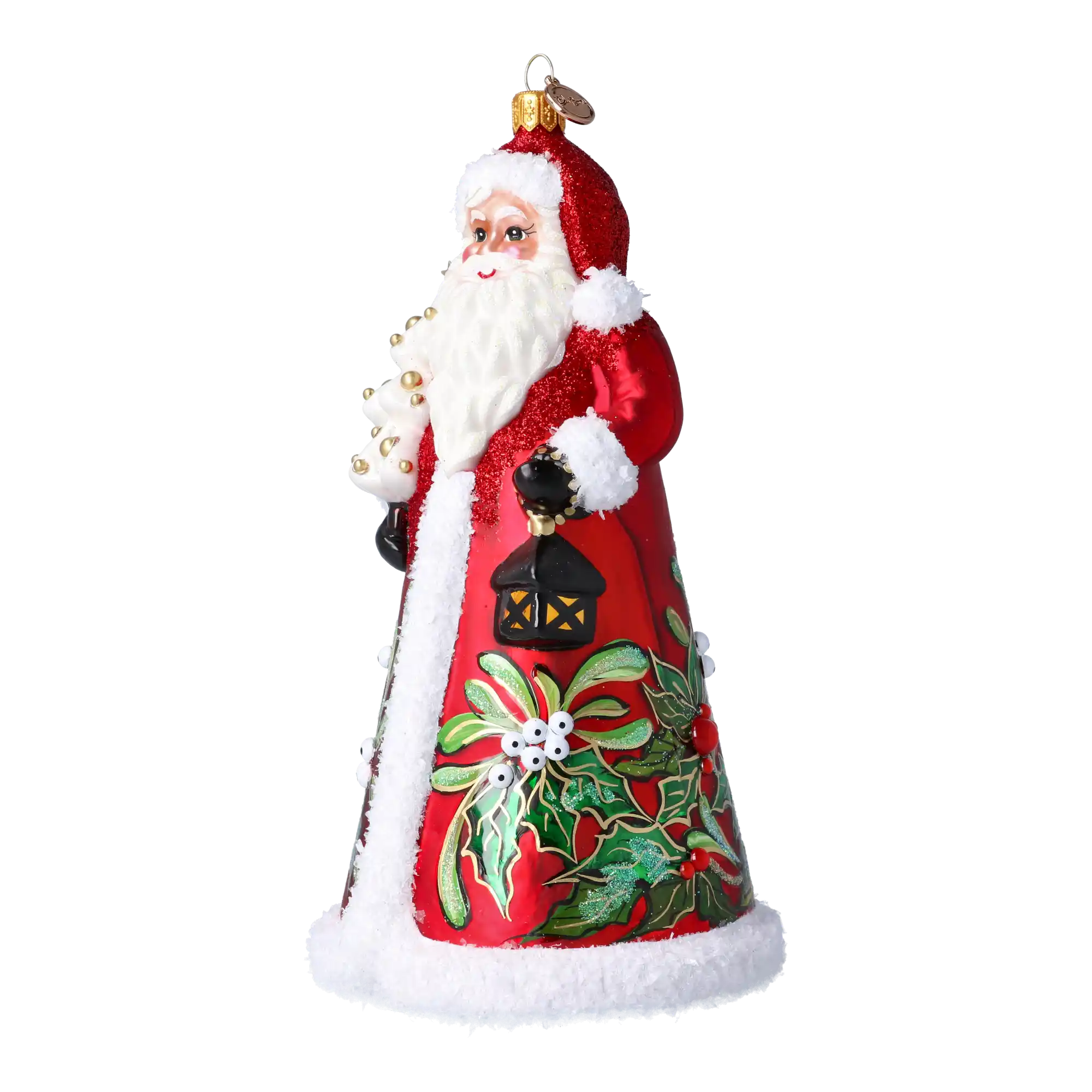 Winter Santa Claus. Handmade Glass Christmas ornament.