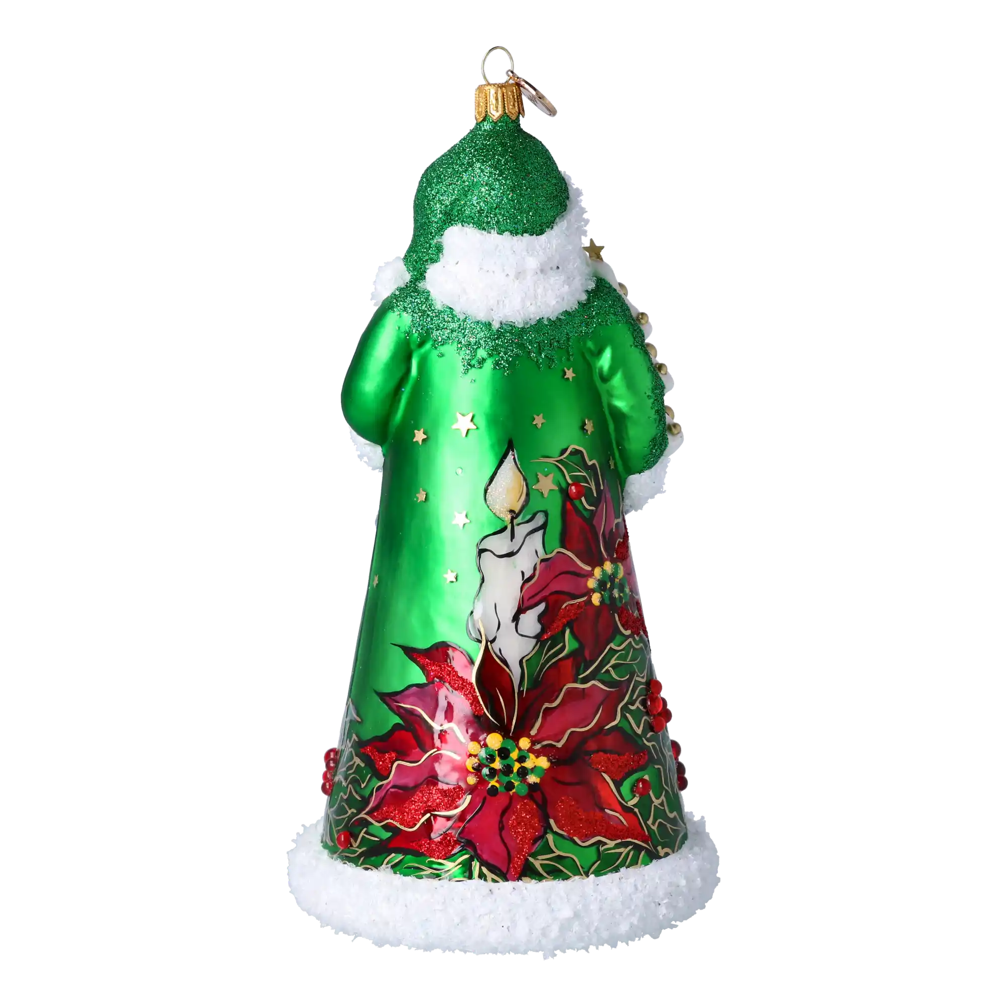 Christmas Green Santa Claus. Handmade Glass Christmas ornament.