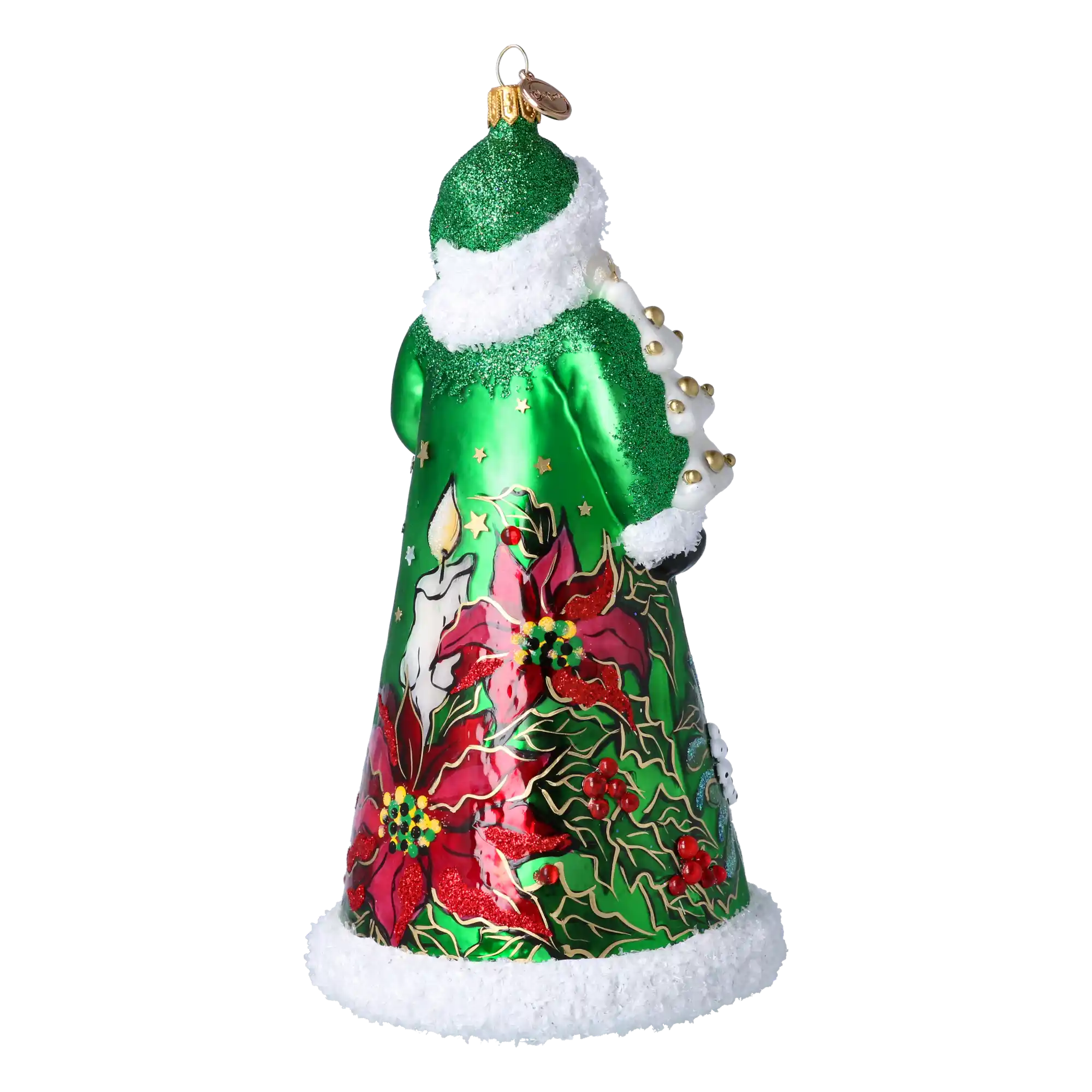 Christmas Green Santa Claus. Handmade Glass Christmas ornament.