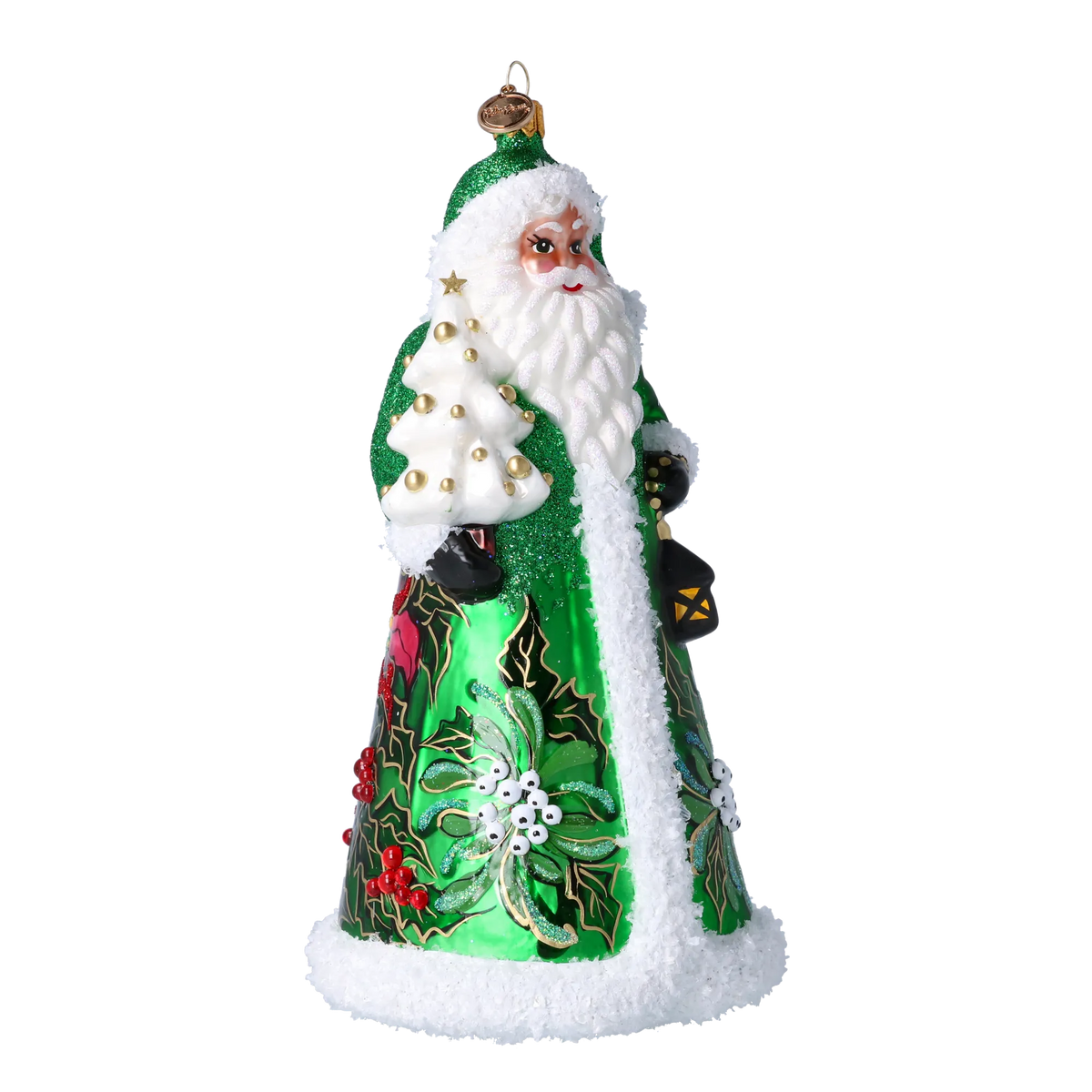 Verdant Lantern Sentinel | Hand-Painted Glass Ornament | Blubom 2024-262