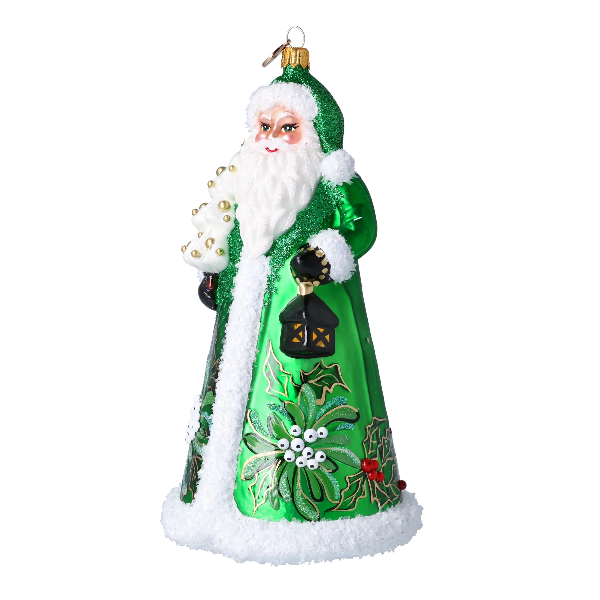 Verdant Lantern Sentinel | Hand-Painted Glass Ornament | Blubom 2024-262