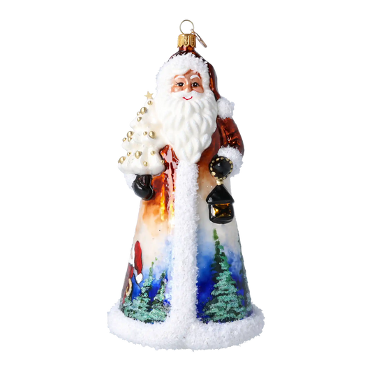 Santa's Snow Magic. Handmade Glass Christmas ornament.