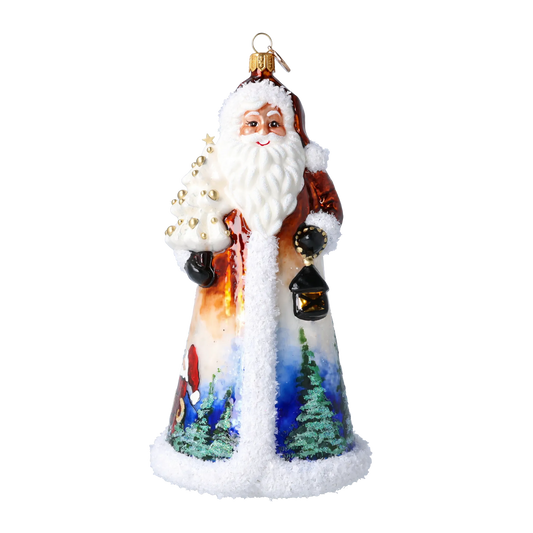 Santa's Snow Magic. Handmade Glass Christmas ornament. 2024-264