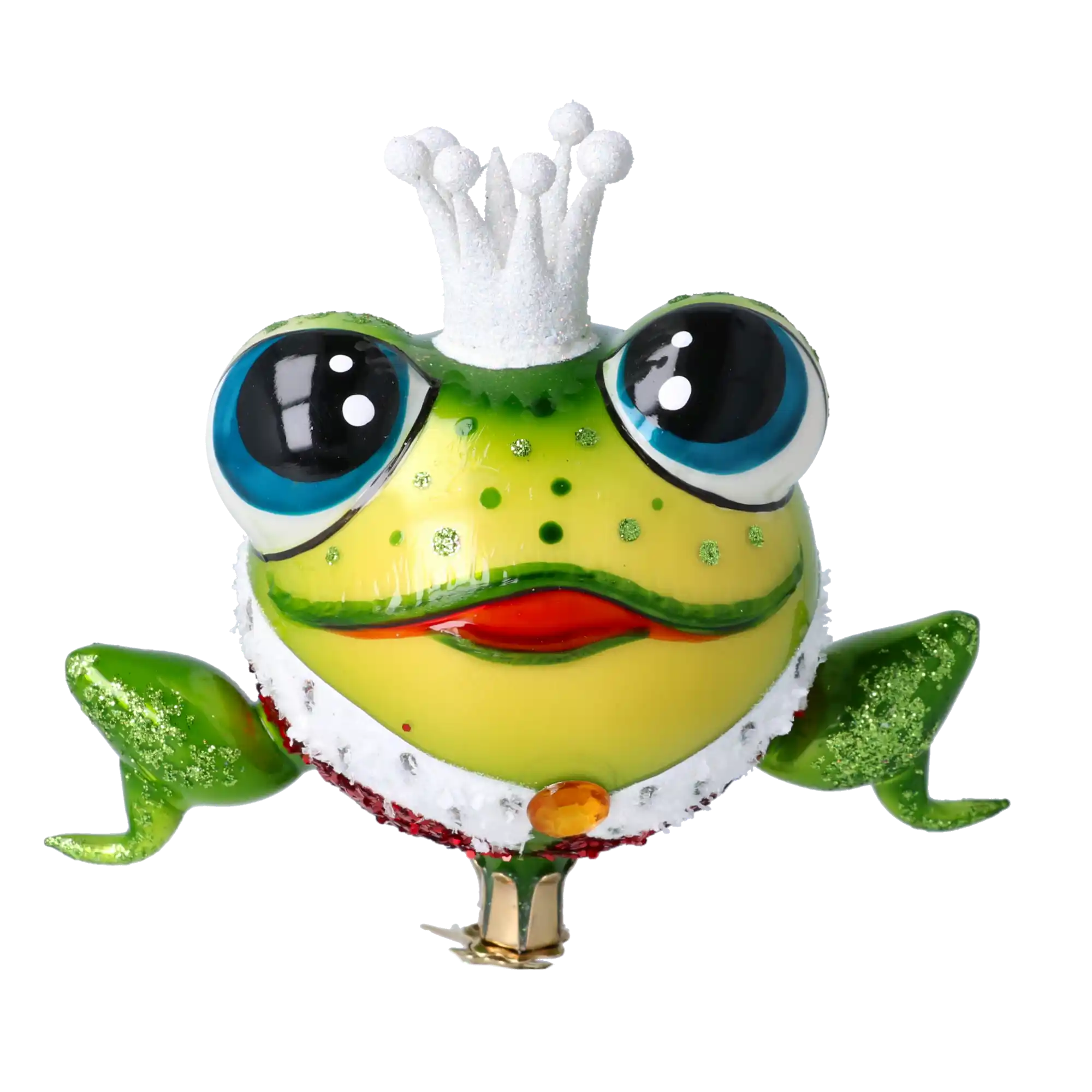 Royal Frog Prince. Handmade Glass Christmas ornament frog