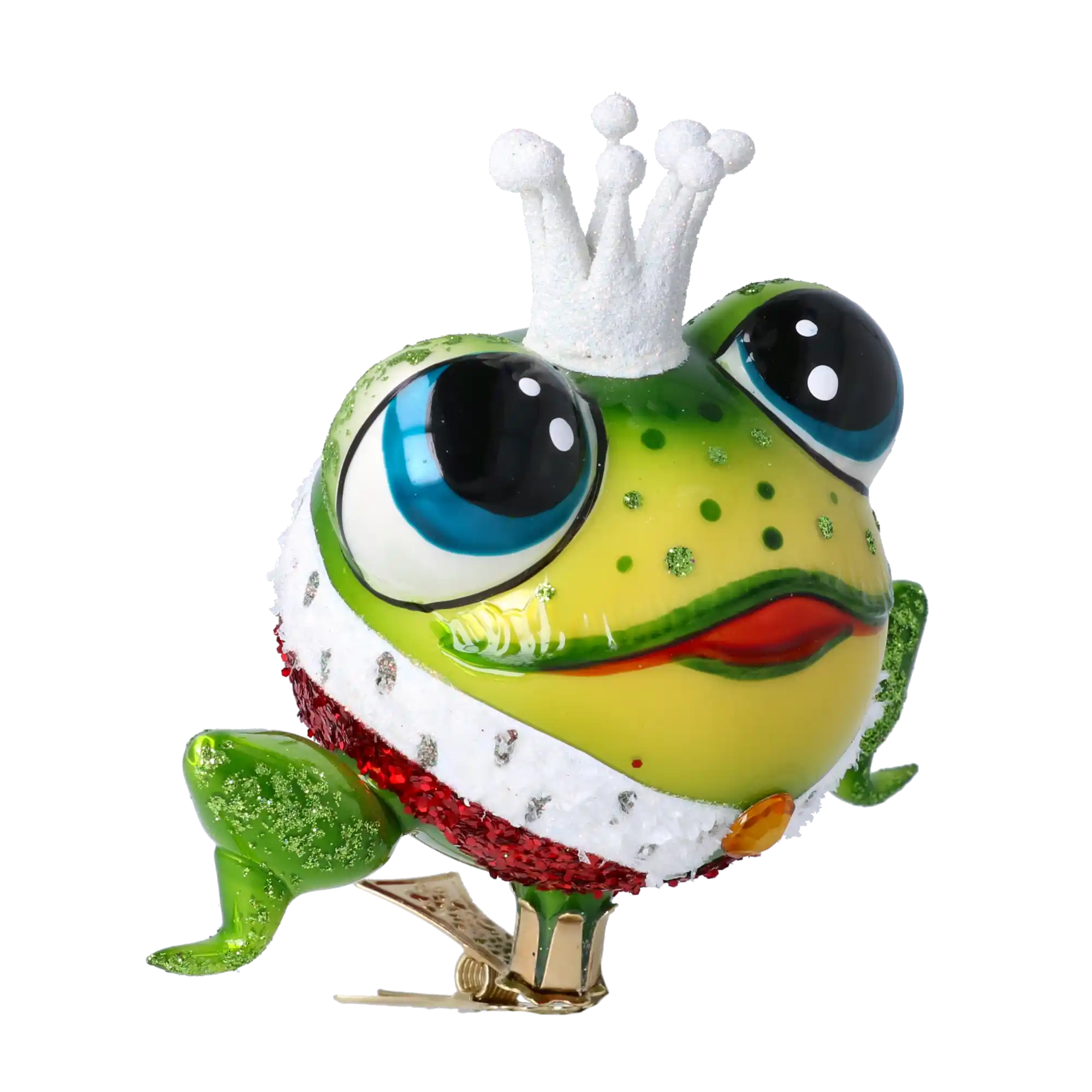 Royal Frog Prince. Handmade Glass Christmas ornament frog