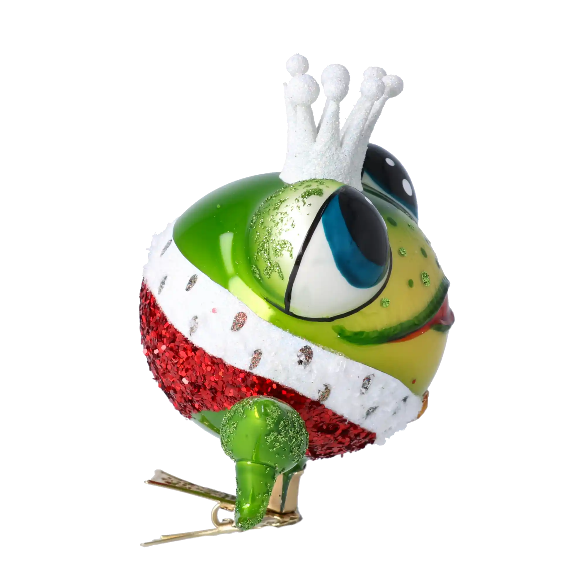 Royal Frog Prince. Handmade Glass Christmas ornament frog