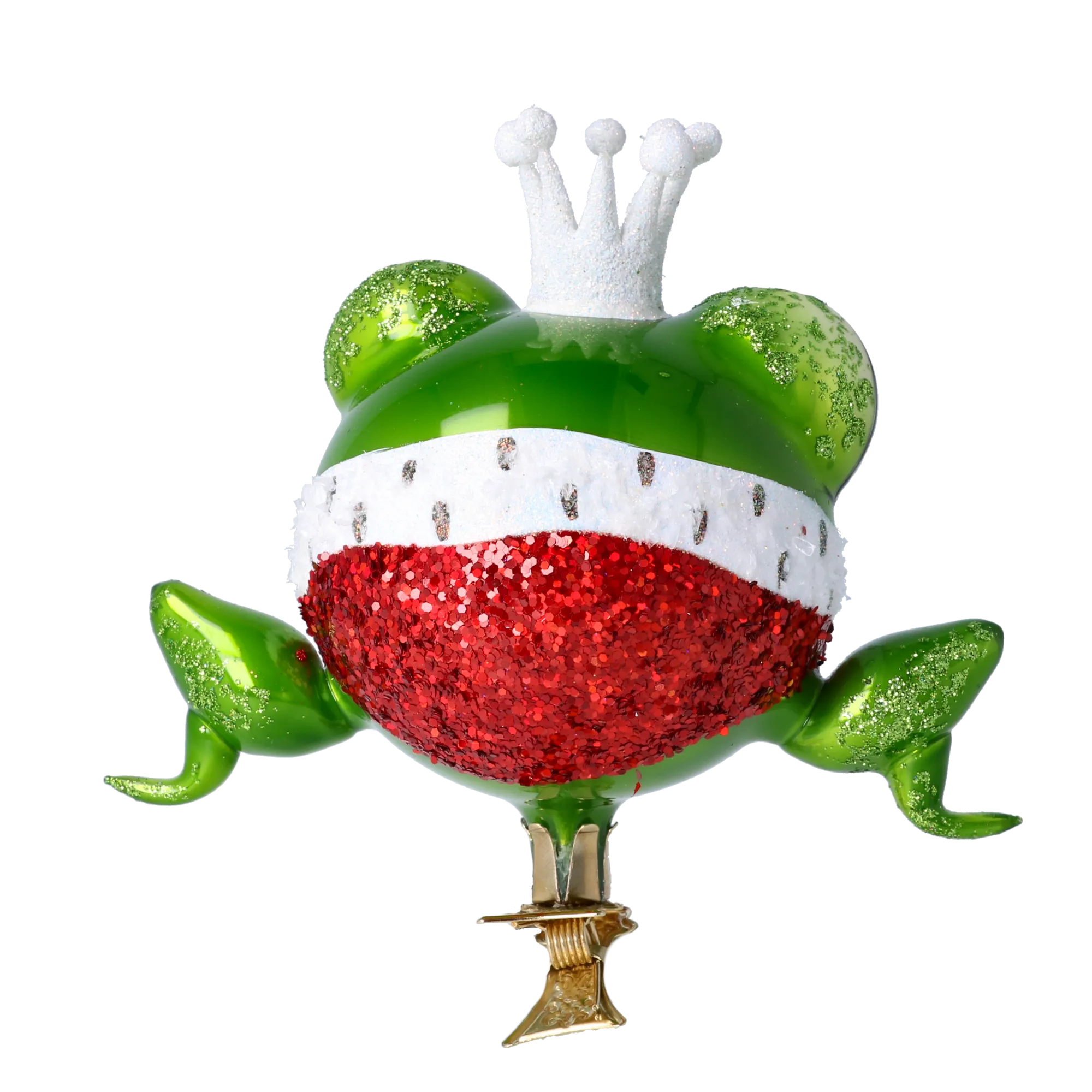 Royal Frog Prince. Handmade Glass Christmas ornament frog 2024-265